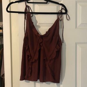 Free People Burgundy Camisole with Ruffles